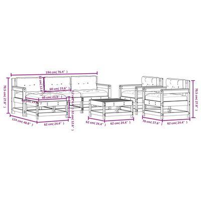 vidaXL Set mobilier de grădină cu perne, 7 piese, lemn masiv