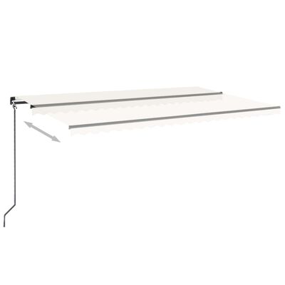 vidaXL Copertină retractabilă manual cu LED, crem, 500x300 cm