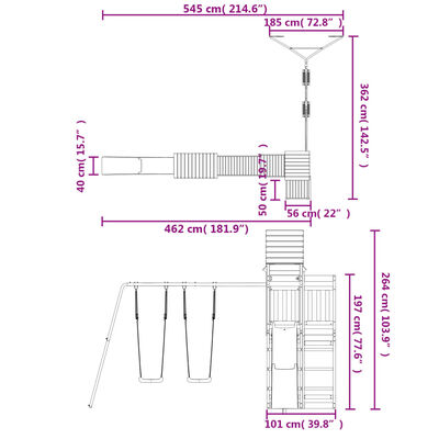 vidaXL Set de joacă pentru exterior, lemn masiv de pin