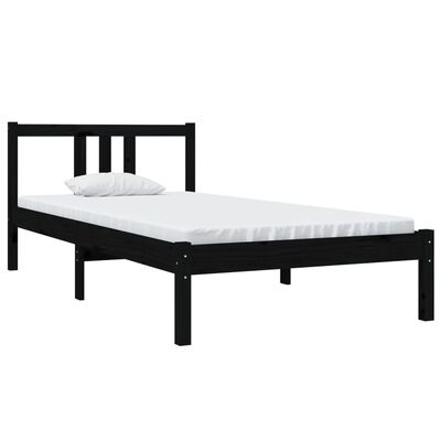 vidaXL Cadru de pat single, negru, 90x190 cm, lemn masiv