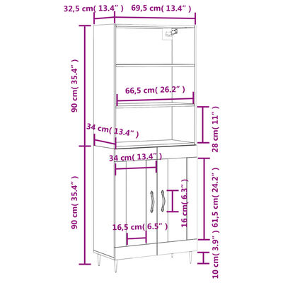 vidaXL Dulap înalt, stejar maro, 69,5x34x180 cm, lemn compozit