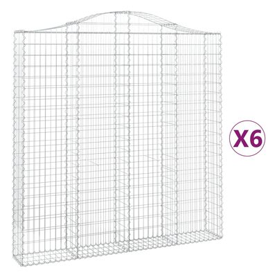 vidaXL Coșuri gabion arcuite 6 buc. 200x30x200/220 cm fier galvanizat