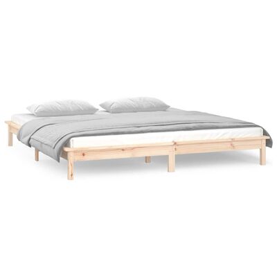 vidaXL Cadru de pat cu LED, 200x200 cm, lemn masiv