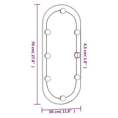 vidaXL Oglindă de perete cu lumini LED 30x70 cm oval sticlă