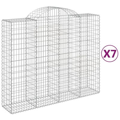 vidaXL Coșuri gabion arcuite 7 buc, 200x50x160/180 cm, fier galvanizat