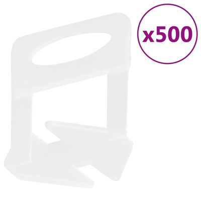 vidaXL Sistem de nivelare a plăcilor, 250 pene, 500 cleme, 3 mm