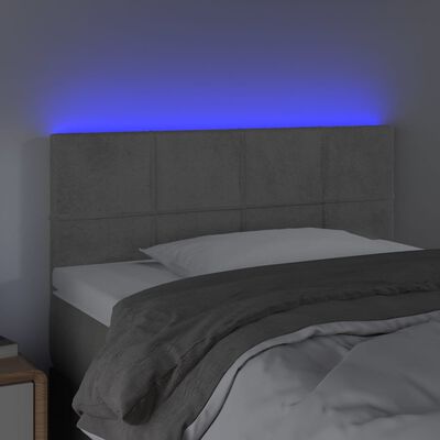 vidaXL Tăblie de pat cu LED, gri deschis, 100x5x78/88 cm, catifea