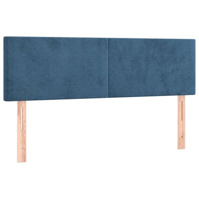 vidaXL Pat box spring cu saltea, albastru închis, 140x190 cm, catifea