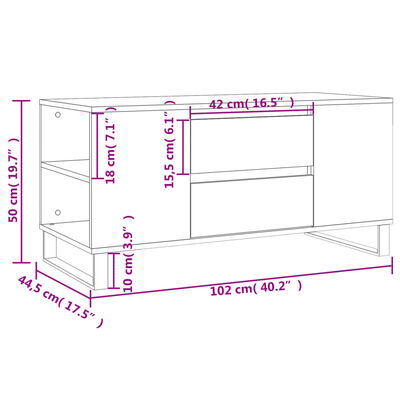 vidaXL Măsuță de cafea, gri sonoma, 102x44,5x50 cm, lemn prelucrat