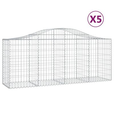 vidaXL Coșuri gabion arcuite 5 buc, 200x50x80/100 cm, fier galvanizat