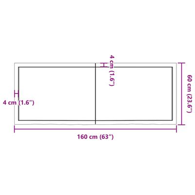 vidaXL Blat de baie, maro închis, 160x60x(2-4) cm, lemn masiv tratat