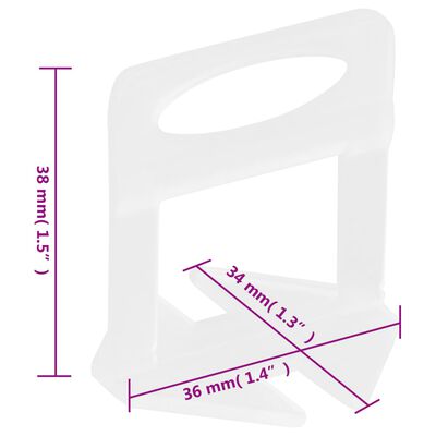 vidaXL Sistem de nivelare a plăcilor, 500 pene, 2500 cleme, 3 mm