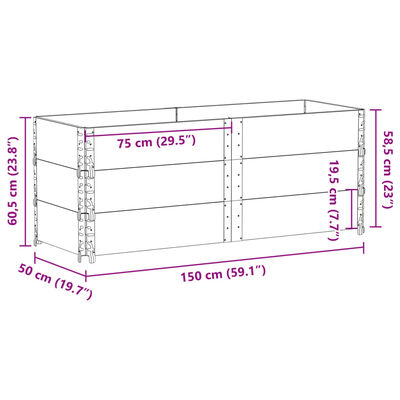 vidaXL Jardinieră de grădină, gri, 150x50 cm, lemn masiv pin