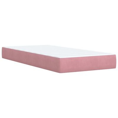 vidaXL Pat box spring cu saltea, roz, 80x200 cm, catifea