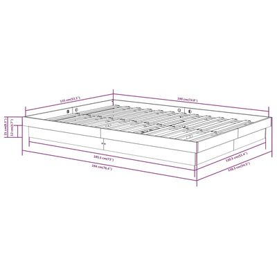 vidaXL Cadru de pat dublu, negru, 135x190 cm, lemn masiv