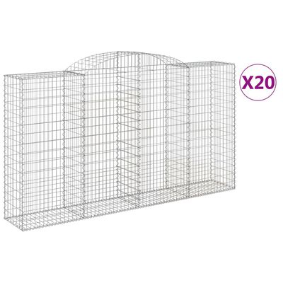 vidaXL Coșuri gabion arcuite 2 buc, 300x50x160/180 cm, fier galvanizat