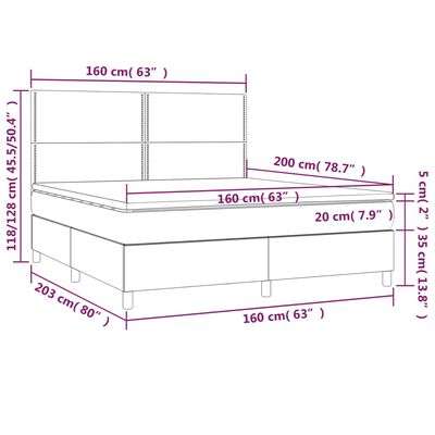 vidaXL Pat box spring cu saltea, albastru închis, 160x200 cm, catifea