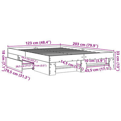 vidaXL Cadru pat fără saltea stejar maro 120x200 cm, lemn prelucrat