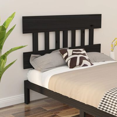 vidaXL Tăblie de pat, negru, 138,5x3x81 cm, lemn masiv de pin