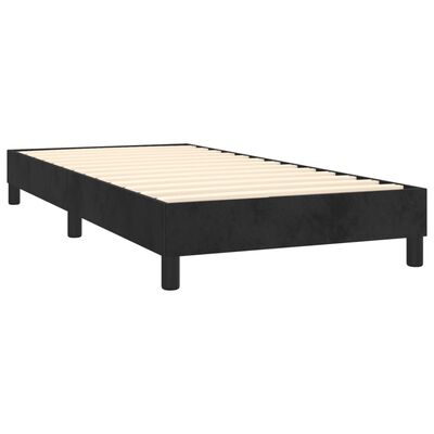 vidaXL Pat box spring cu saltea, negru, 90x190 cm, catifea