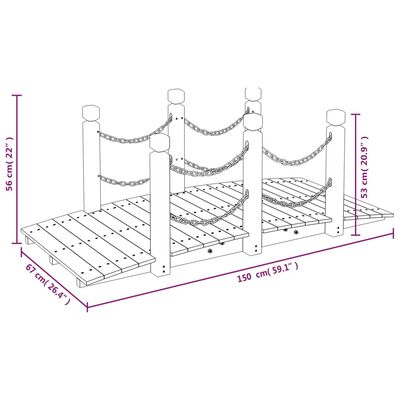 vidaXL Pod de grădină balustrade cu lanț 150x67x56 cm lemn masiv molid