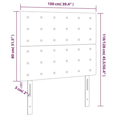 vidaXL Tăblie de pat cu LED, crem, 100x5x118/128 cm, textil