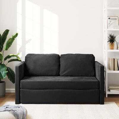 vidaXL Canapea extensibilă 2 în 1, negru, 122x204x55 cm catifea