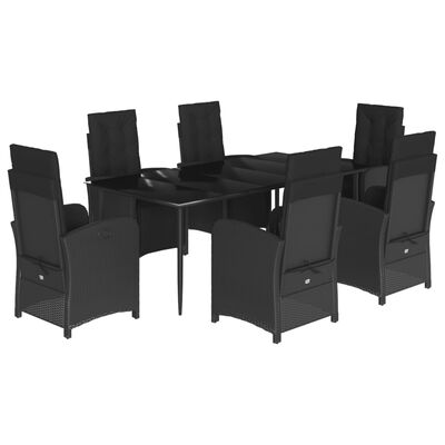 vidaXL Set mobilier de grădină cu perne, 7 piese, negru, poliratan