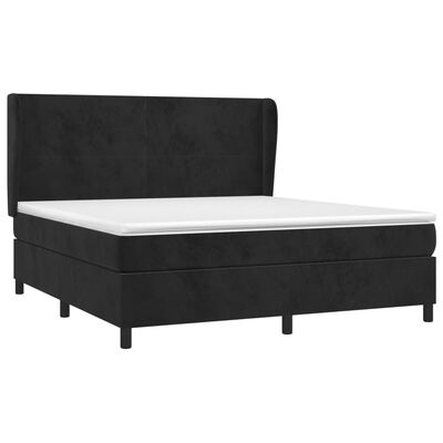 vidaXL Pat box spring cu saltea, negru, 180x200 cm, catifea