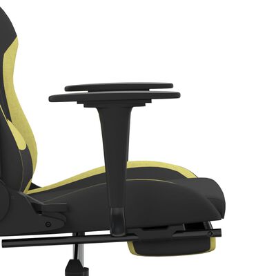 vidaXL Scaun de gaming cu suport picioare, negru/verde deschis, textil