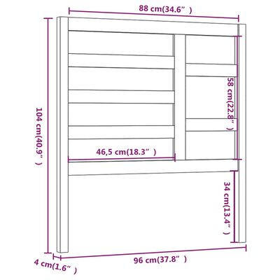 vidaXL Tăblie de pat, gri, 96x4x104 cm, lemn masiv de pin