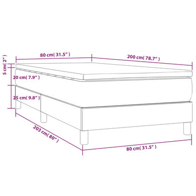 vidaXL Pat box spring cu saltea, gri deschis, 80x200 cm, catifea