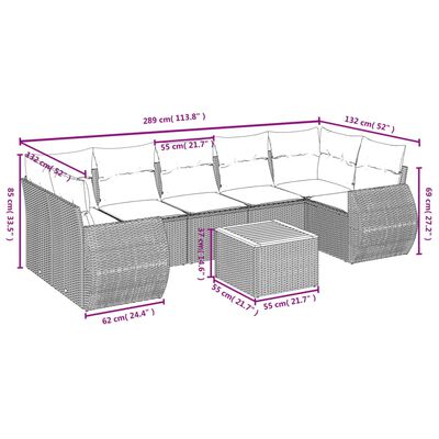 vidaXL Set canapele de grădină, 8 piese, cu perne, bej, poliratan