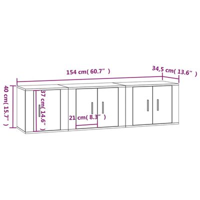 vidaXL Set dulap TV, 3 piese, stejar maro, lemn prelucrat