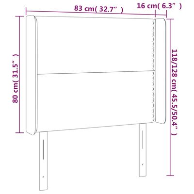 vidaXL Tăblie de pat cu aripioare gri închis 83x16x118/128 cm catifea