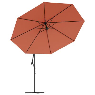 vidaXL Umbrelă suspendată, stâlp din aluminiu, 350 cm, teracota