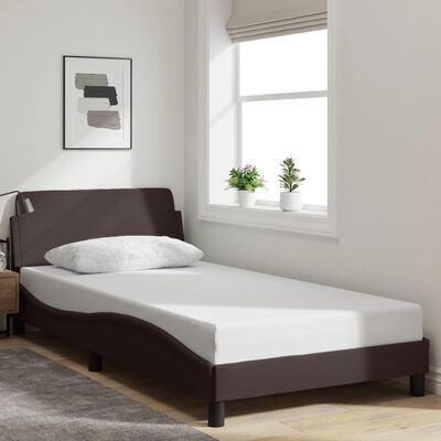 vidaXL Cadru de pat cu tăblie, maro închis, 100x200 cm, textil
