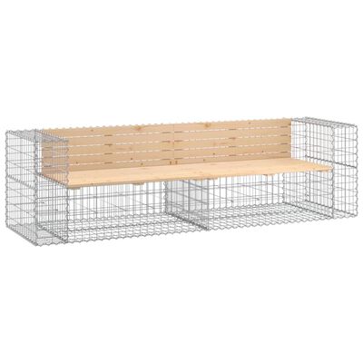 vidaXL Bancă de grădină cu gabion, 244x71x65,5 cm, lemn masiv de pin