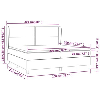 vidaXL Pat box spring cu saltea, alb, 200x200 cm, piele ecologică