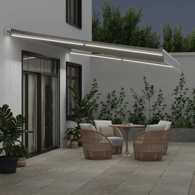 vidaXL Copertină retractabilă manual cu LED, antracit/alb, 500x300 cm