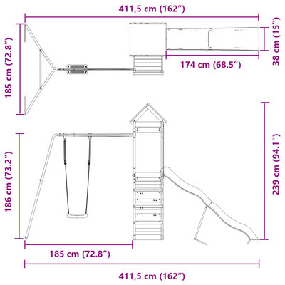 vidaXL Set de joacă pentru exterior, lemn de pin impregnat