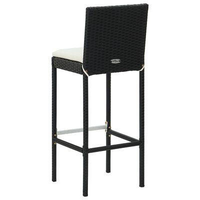 vidaXL Set mobilier bar de grădină cu perne, 7 piese, negru, poliratan