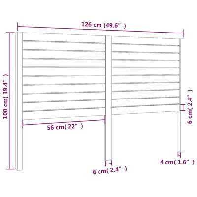 vidaXL Tăblie de pat, gri, 126x4x100 cm, lemn masiv de pin