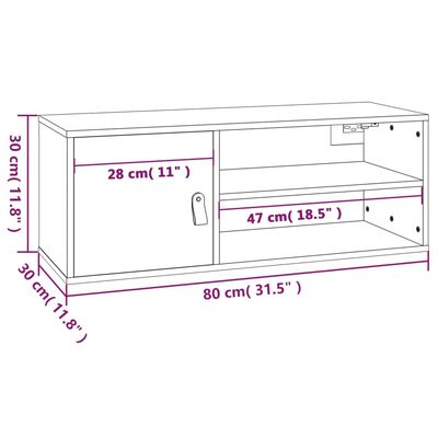 vidaXL Dulap de perete, maro miere, 80x30x30 cm, lemn masiv de pin