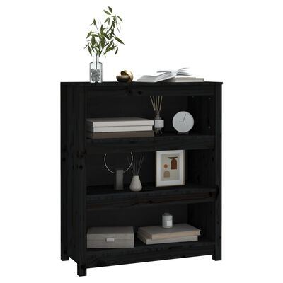 vidaXL Bibliotecă, negru, 80x35x97 cm, lemn masiv de pin