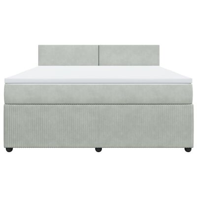 vidaXL Pat box spring cu saltea, gri deschis, 180x200 cm, catifea