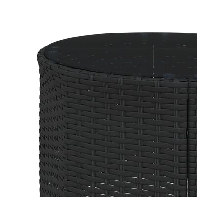 vidaXL Set canapea de grădină, 3 piese, semi-rotunde, negru, poliratan