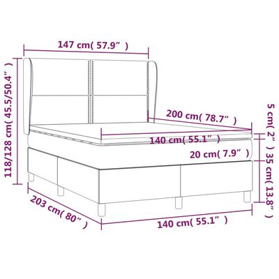 vidaXL Pat box spring cu saltea, negru, 140x200 cm, piele ecologică