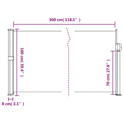 vidaXL Copertina laterală retractabilă, alb, 100x300 cm