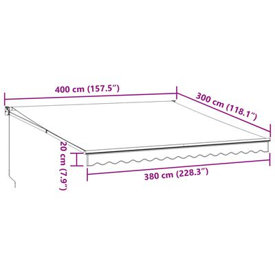 vidaXL Copertină retractabilă manual, maro, 400x300 cm